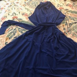 Tahari ASL Womens Halter Neck Jersey A-Line Dress